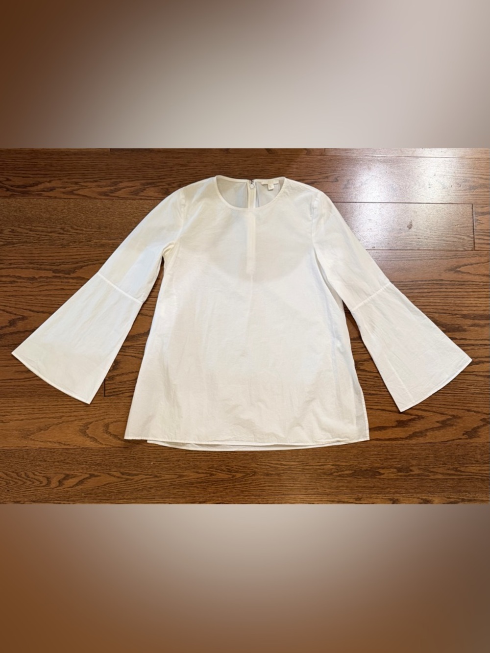 COS White Long-Sleeve Cotton Crewneck Blouse